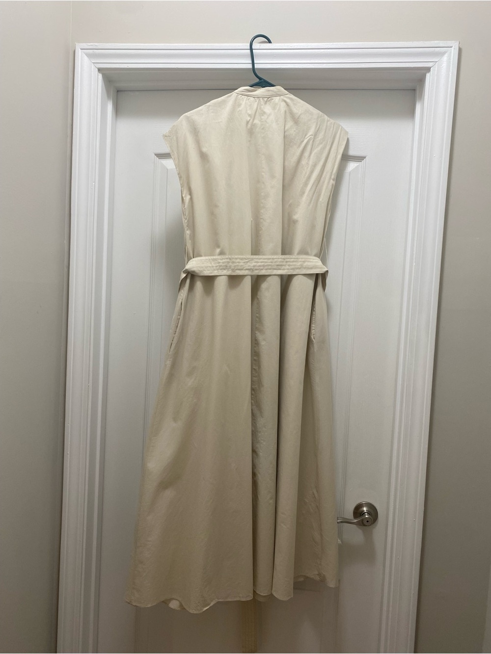 ZARA 100% COTTON BELTED WRINKLED DRESS BEIGE XS WOMAN SS24 ZW COLLECTION - Picture 5 of 16